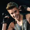 Justin Bieber sur la scène du Patriot Center à Fairfax (État de Virginie) lors du Washington DC Jingle Ball organisé par la station de radio Hot 99.5. Le 11 décembre 2012.