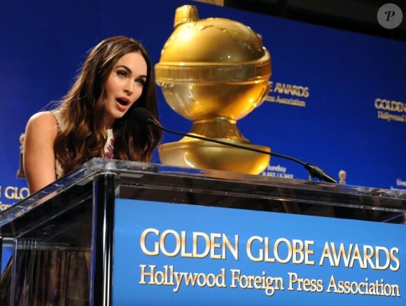 Megan Fox dévoile les nominations aux Golden Globes 2013 au Beverly Hilton Hotel de Beverly Hills, le 13 décembre 2012.