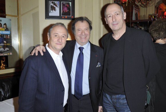 Daniel Russo, Patrick Braoudé et Sam Karmann à la première édition du prix Grand Colbert au restaurant Le Grand Colbert à Paris le 17 décembre 2012.