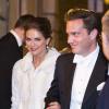 Madeleine de Suède assistait avec son fiancé Chris O'Neill, dont c'était là le premier engagement officiel avec la famille royale de Suède, au gala de fin d'année de l'Académie royale, à la Bourse de Stockholm, le 20 décembre 2012.