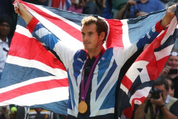 UK's Andy Murray gagne la médaille d'or durant les Jeux olympiques, le 14 août 2012, Londres.