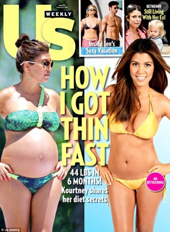 Kourtney Kardashian fait la Une du magazine US Weekly où elle pose fièrement en bikini.
