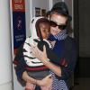 L'actrice Charlize Theron, son fils Jackson et sa maman Gerda arrivent à l'aéroport de Los Angeles le 6 janvier 2013.