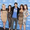 Ashley Benson, Vanessa Hudgens, James Franco, Selena Gomez, Rachel Korine au photocall du film Spring Breakers à Toronto, le 7 septembre 2012.