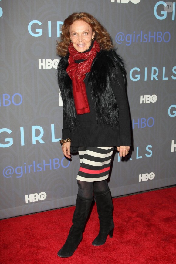 Diane von Furstenberg à la soirée de lancement de la saison 2 de Girls, au NYU Skirball Center, le 9 janvier 2013.