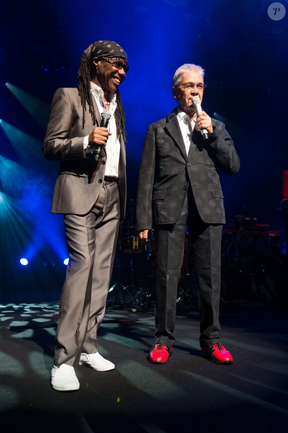 Le génial producteur Nile Rodgers du groupe Chic avec Claude Nobs à Montreux, le 17 juillet 2012.