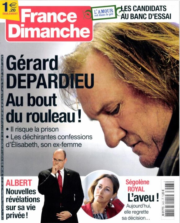 La couverture de France Dimanche du 11 janvier 2013.