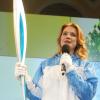 Natalia Vodionova, ambassadrice des Jeux olympiques d'hiver de Sotchi en 2014, lors de la présentation de la torche olympique le 14 janvier 2013 à Moscou