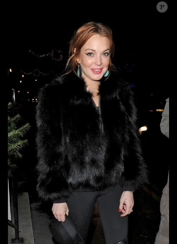 Lindsay Lohan va dîner au restaurant Nozomi à Londres le 2 Janvier 2013.