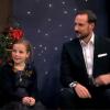 La princesse Ingrid Alexandra de Norvège faisait sa première apparition télévisée au matin de Noël 2012 dans le programme spécial pour enfants Julemorgen, accompagnée de son père le prince Haakon.