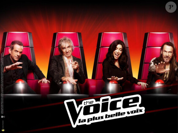 Jenifer, Garou, Florent Pagny et Louis Bertignac dans The Voice saison 2, le samedi 2 février 2013 sur TF1