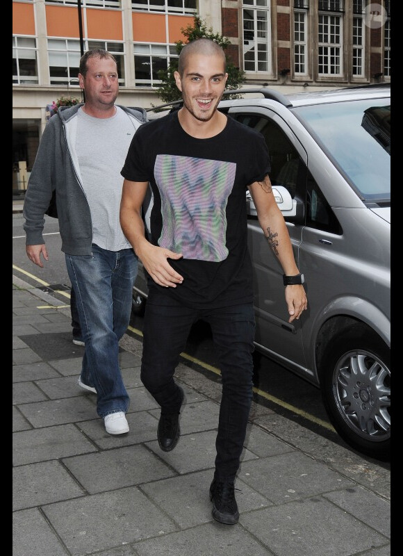 Max George, du groupe The Wanted arrive aux studios de la radio One, à Londres, le 10 septembre 2012.