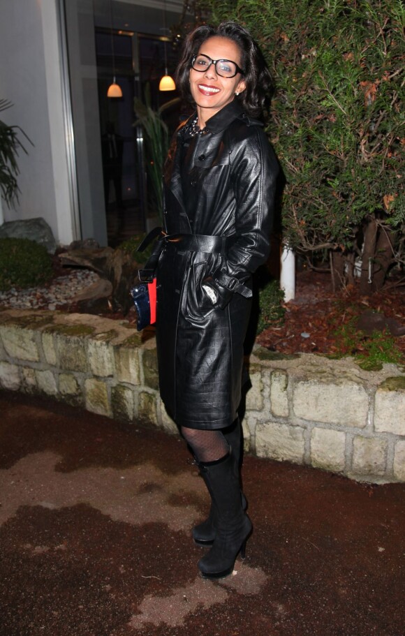 Audrey Pulvar arrive au pavillon d'Armenonville pour assister au 11e Dîner de la Mode contre le Sida. Paris le 24 Janvier 2013.