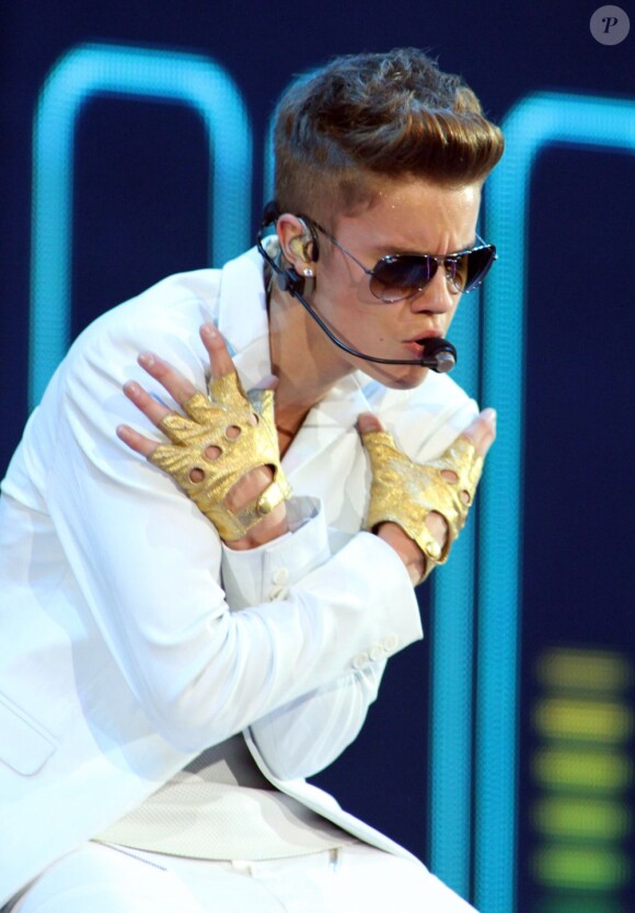 Justin Bieber lors de son concert pour le Believe tour à l'American Airlines Arena de Miami, le 26 janvier 2013.