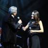 EXCLU - Enrico Macias s'offre un duo avec Sofia Essaïdi lorsqu'il fête ses 50 ans de carrière en un concert exceptionnel sur la scène de l'Olympia à Paris, le 22 Janvier 2013