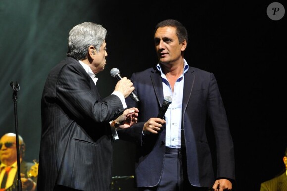 EXCLU - Enrico Macias en duo avec Dany Brillant lorsqu'il fête ses 50 ans de carrière en un concert exceptionnel sur la scène de l'Olympia à Paris, le 22 Janvier 2013