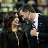 Le prince Felipe d'Espagne et la princesse Mary de Danemark, très amis, ont suivi ensemble la finale du championnat du monde de handball 2013, au Palau Sant Jordi, à Barcelone, le 27 janvier 2013, marquée par la victoire écrasante de l'Espagne contre le Danemark, 35-19.