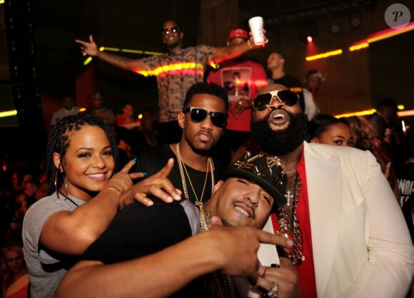 Exclusif - Christina Milian, Diddy (en haut avec les bras écartés), Fabolous, French Montana et Rick Ross s'éclatent au LIV à Miami Beach. Le 27 janvier 2013.