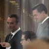 Leonardo DiCaprio, Jonah Hill et Jean Dujardin sur le tournage de The Wolf of Wall Street, prochain film de Martin Scorsese, à New York, le 27 novembre 2012.