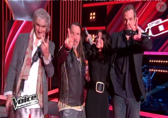Les coachs, Jenifer, Garou, Florent Pagny et Louis Bertignac reprennent Envole moi de Jean-Jacques Goldman dans The Voice 2 le samedi 2 février 2013 sur TF1