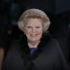 La reine Beatrix arrive pour sa soirée d'anniversaire. La famille royale d'Orange-Nassau était rassemblée au Théâtre Beatrix d'Utrecht le 1er février 2013 pour célébrer les 75 ans de la reine Beatrix des Pays-Bas, née le 31 janvier 1938.