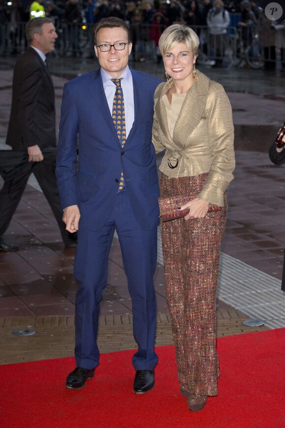 Le prince Constantijn et la princesse Laurentien. La famille royale d'Orange-Nassau était rassemblée au Théâtre Beatrix d'Utrecht le 1er février 2013 pour célébrer les 75 ans de la reine Beatrix des Pays-Bas, née le 31 janvier 1938.