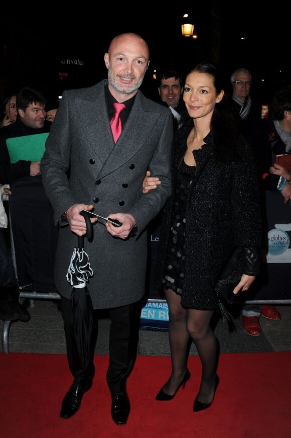 Frank Leboeuf et sa compagne - 8e cérémonie des Globes de Cristal au Lido à Paris, le 4 Fevrier 2013.