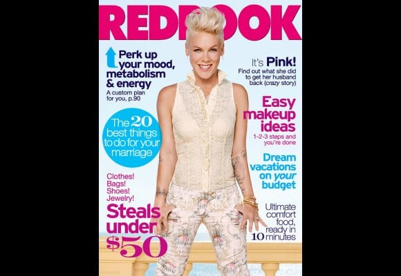 Pink en couverture du magazine Redbook pour le mois de mars 2013