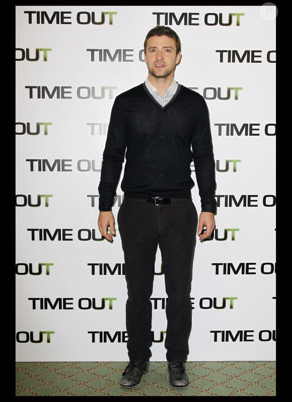 Justin Timberlake en promo pour Time Out, à Paris, le 4 novembre 2011.