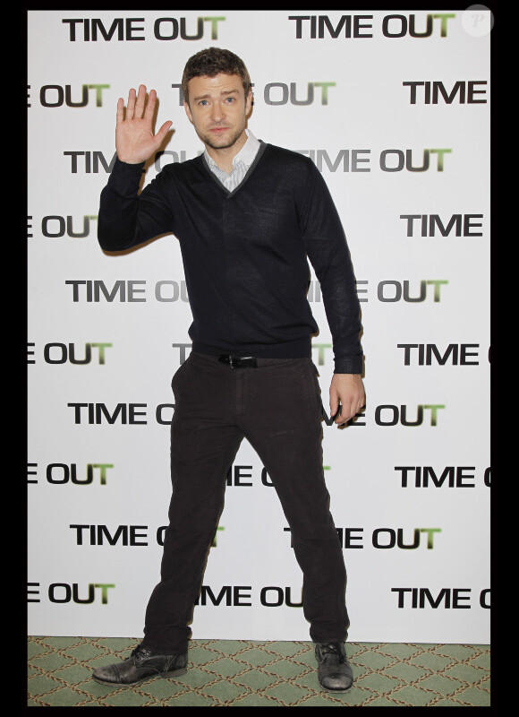 Justin Timberlake en promo pour Time Out, à Paris, le 4 novembre 2011.