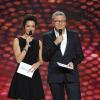 Laurent Ruquier et Virginie Guilhaume présentaient la 28e cérémonie des Victoires de la Musique à Paris, le 8 fevrier 2013.