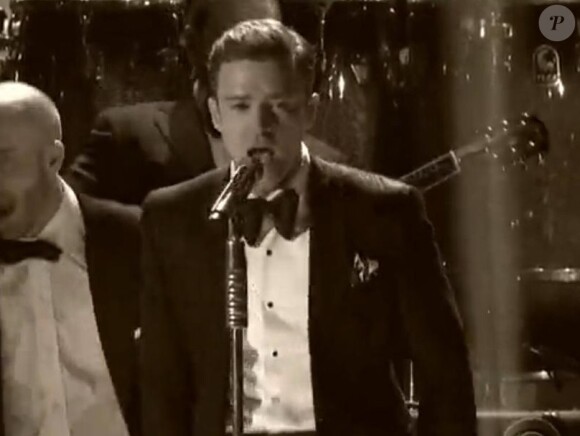 Justin Timberlake sur scène lors des Grammy Awards qui se sont déroulé à Los Angeles, le 10 février 2013.