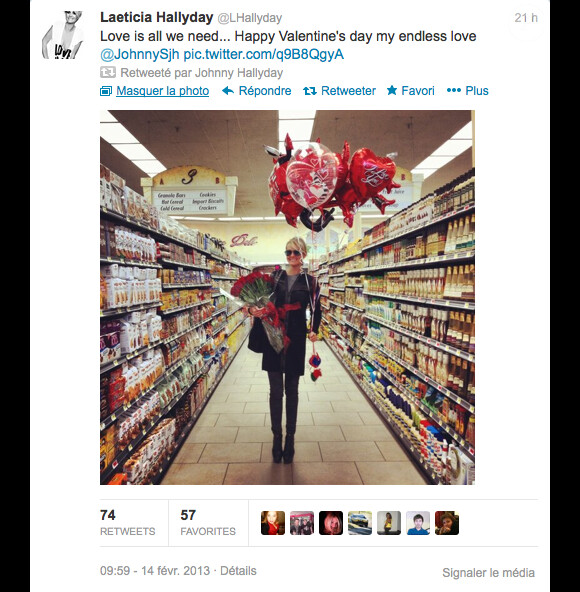 Laeticia Hallyday a gâté Johnny pour la Saint-Valentin, le 14 février 2013 à Los Angeles.