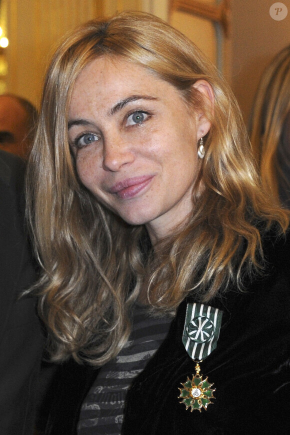 Emmanuelle Béart lors de la remise de sa médaille d'Officier de l'Ordre des arts et des lettres à Paris en novembre 2012