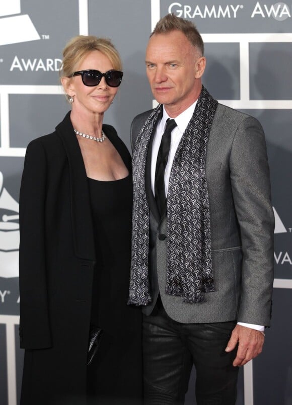 Sting et sa femme Trudie Styler à la 55e cérémonie des Grammy Awards à Los Angeles le 10 février 2013.