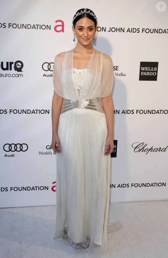 Emmy Rossum à la soirée organisée par la fondation Elton John, en marge des Oscars, à Los Angeles, le 24 février 2013.