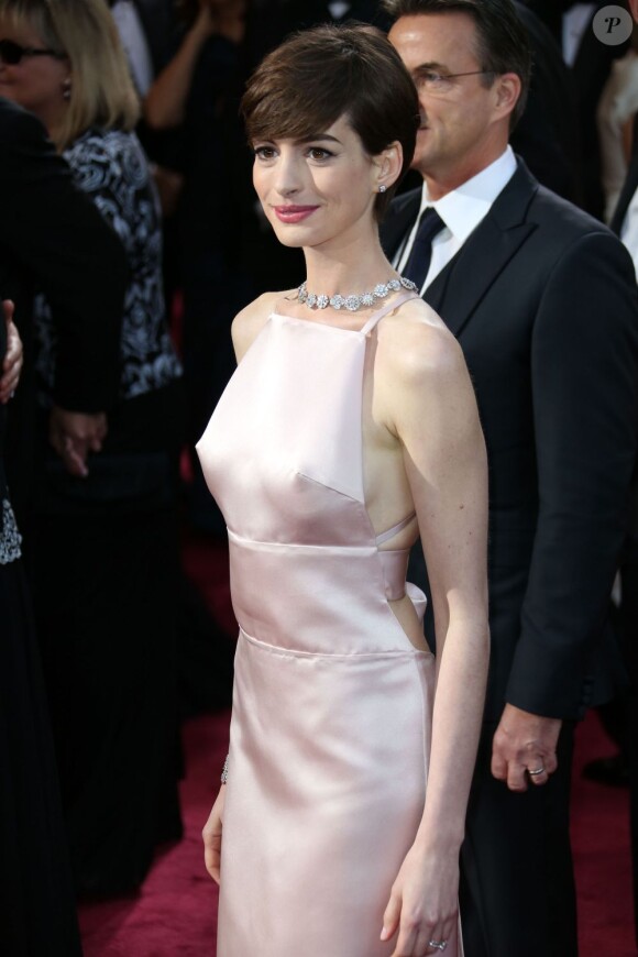 Anne Hathaway à la 85e cérémonie des Oscars à Hollywood le 24 février 2013.