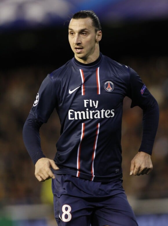 Zlatan Ibrahimovic lors du match entre Valence et le Paris Saint-Germain à Valence en Ligue des champions le 12 février 2013