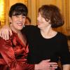 Exclusif - Remise de l'insigne de chevalier des Arts et des Lettres à Biyouna, actrice et chanteuse algérienne, posant avec Jane Birkin, au ministère des Affaires Etrangères à Paris, le 26 février 2013