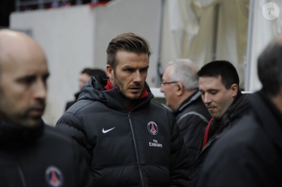 David Beckham lors de la défaite du Paris Saint-Germain (1-0) face à Reims le 2 mars 2013 à Reims
