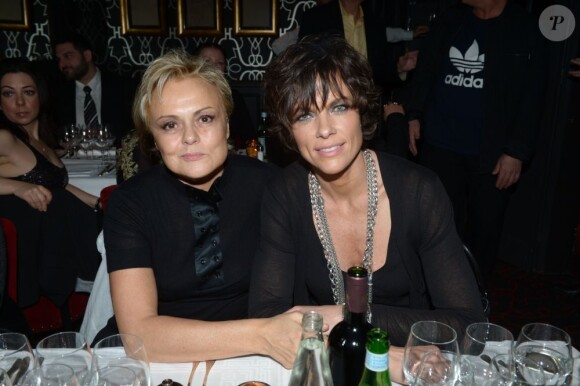 Exclu : Muirel Robin et sa compagne Anne Le Nen "Chez Castel", à Paris, le 5 mars 2013.