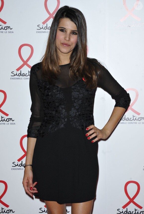 Karine Ferri lors de la soirée de lancement du Sidaction 2013 au Musée du quai Branly à Paris, le 11 mars 2013.