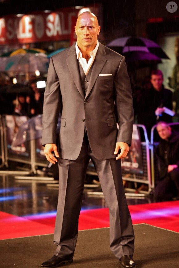 Dwayne Johnson en muscle pour la première du film G.I. Joe : Conspiration à Londres, le 18 mars 2013.