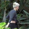 Miley Cyrus se rendant au studio d'enregistrement, à Hollywood, le 20 mars 2013.