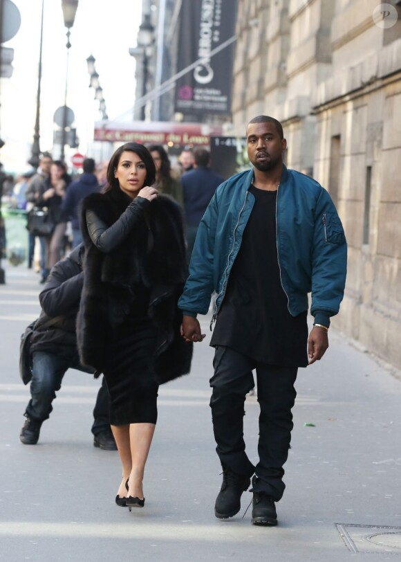 Kanye West et Kim Kardashian à Paris le 4 mars 2013.