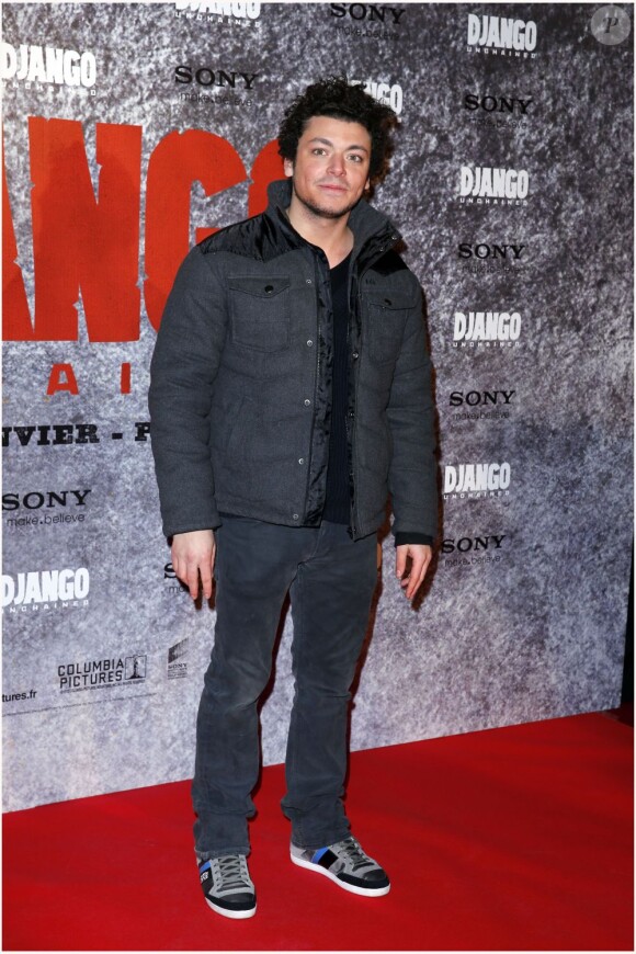 Kev Adams à l'avant-première parisienne du film Django de Quentin Tarantino au cinéma le Grand Rex à Paris, le 7 Janvier 2013.