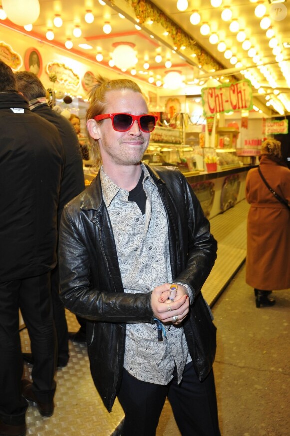 Macaulay Culkin à l'inauguration de la 50e édition de la Foire du Trône à Paris, le 29 mars 2013.