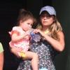 Valentina et Sara Haas ont suivi la demi-finale opposant Tommy Haas à David Ferrer lors du tournoi de Miami, le 29 mars 2013 à Key Biscane.