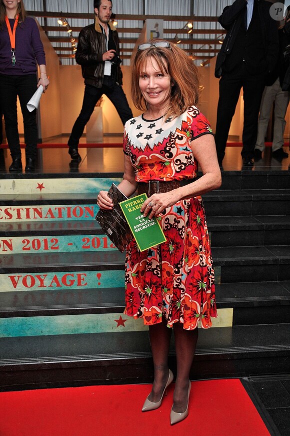 Clémentine Célarié lors de la cérémonie d'ouverture du Festival Atmosphères dont elle est marraine à Courbevoie le 2 Avril 2013.