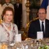 Dîner d'Etat au Palais Royal de Casablanca avec François Hollande, Valérie Trierweiler, le roi Mohammed VI et la princesse Lalla Salma le 3 avril 2013.